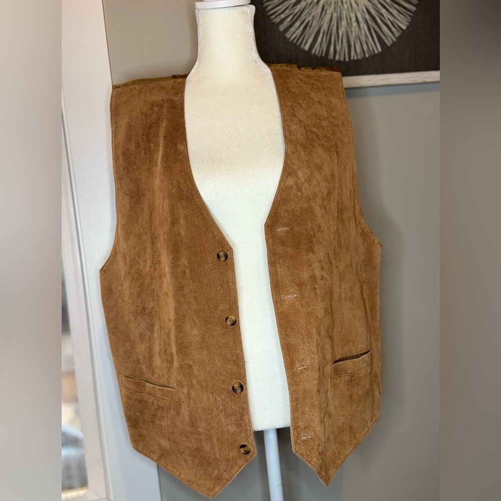 Men's Tan Real Leather Vest size large